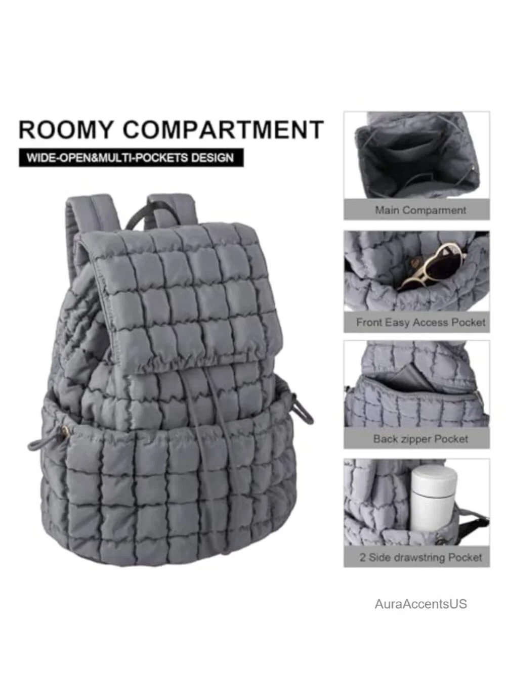 Quilted Nylon Backpack Purse for Women Lightweight Puffer Daypack